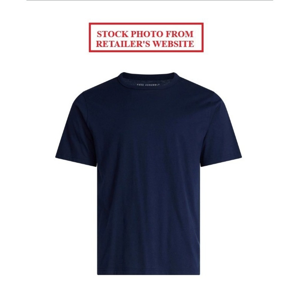 Free Assembly Men's Everyday Cotton Tee with Short Sleeves - Navy Blue - XS -NWT